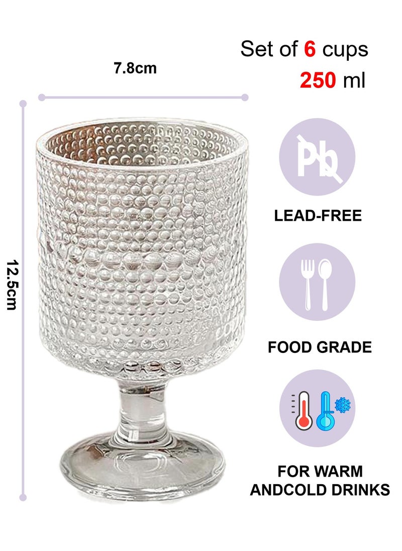 High Borosilicate Glass Set, Set Of Six, Dot Relief Goblet, 250ML For Coffee Tea Cold Drinks - Image 2