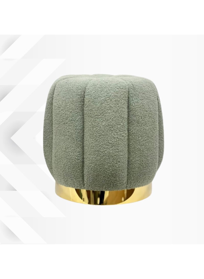 PixelsFurniture Pixels Furniture Geometric Round Pouf Chair in Boucle Fabric, Green - Image 1