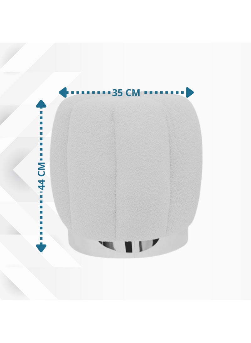 PixelsFurniture Pixels Furniture Geometric Round Pouf Chair in Boucle Fabric, Green - Image 4