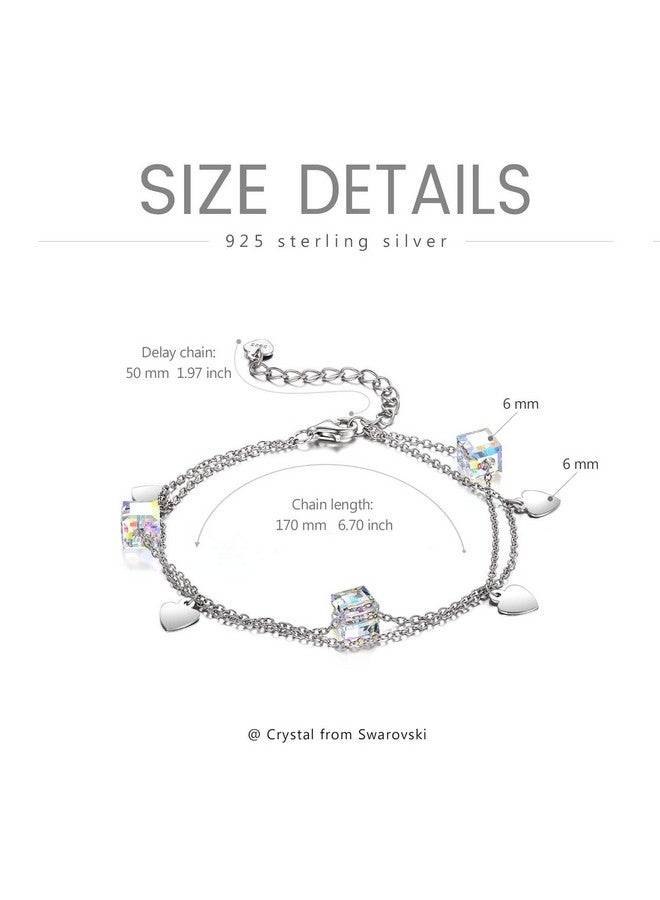 AOBOCO سوار كريستال أورو من الفضة الإسترلينية مع تعليقات قلب الحب كريستالات أورو بوريل من النمسا سوار سلسلة مزدوجة هدايا ذكرى الميلاد عيد الميلاد مجوهرات أورو للنساء - Image 5