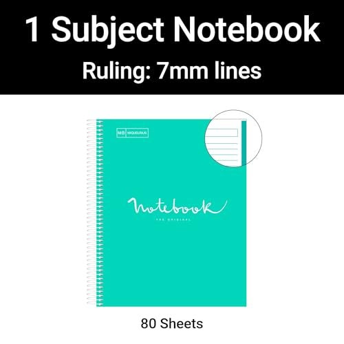 Miquelrius Miquel Rius M Emotions 1 Subject Notebook, Lined 11" x 8.5", 80 Sheets Heavy Weight Paper, 3 Hole Punched, Micro-Perforated, Turquoise Board Cover, Blue - Image 3