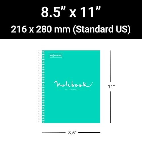 Miquelrius Miquel Rius M Emotions 1 Subject Notebook, Lined 11" x 8.5", 80 Sheets Heavy Weight Paper, 3 Hole Punched, Micro-Perforated, Turquoise Board Cover, Blue - Image 2