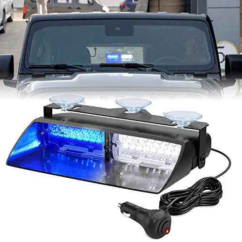 Nilight Blue and White Emergency Strobe Lights Windshield Hazard Warning Safety Flash Light with Suction Cups Super Bright LED for Police Enforcement Firefighters Vehicle Truck - Image 1