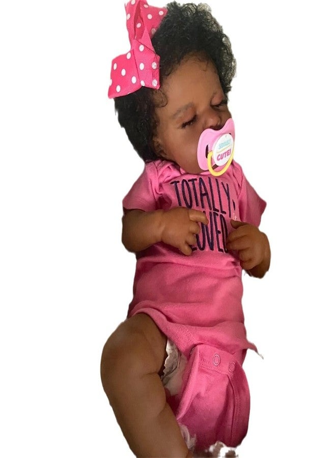 GYCV Silicone Reborn Baby Dolls Black Girls Toddler 20 Inch Realistic Dark Skin Newborn Girl Doll Lifelike Weighted Soft Cloth Body African American Real Life That Look Real Black Baby Dolls for Kids - Image 5
