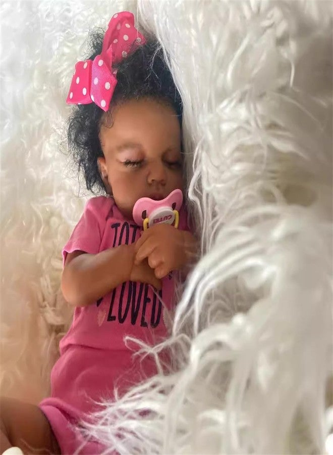 GYCV Silicone Reborn Baby Dolls Black Girls Toddler 20 Inch Realistic Dark Skin Newborn Girl Doll Lifelike Weighted Soft Cloth Body African American Real Life That Look Real Black Baby Dolls for Kids - Image 3