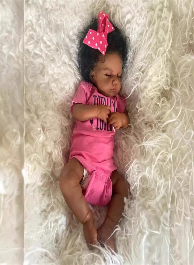 GYCV Silicone Reborn Baby Dolls Black Girls Toddler 20 Inch Realistic Dark Skin Newborn Girl Doll Lifelike Weighted Soft Cloth Body African American Real Life That Look Real Black Baby Dolls for Kids - Image 4