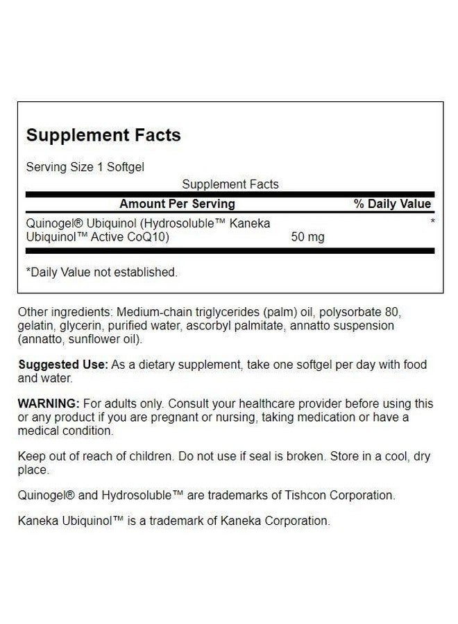 Swanson Quinogel (Hydrosoluble Ubiquinol Coq10) 50 Milligrams 30 Sgels - Image 2