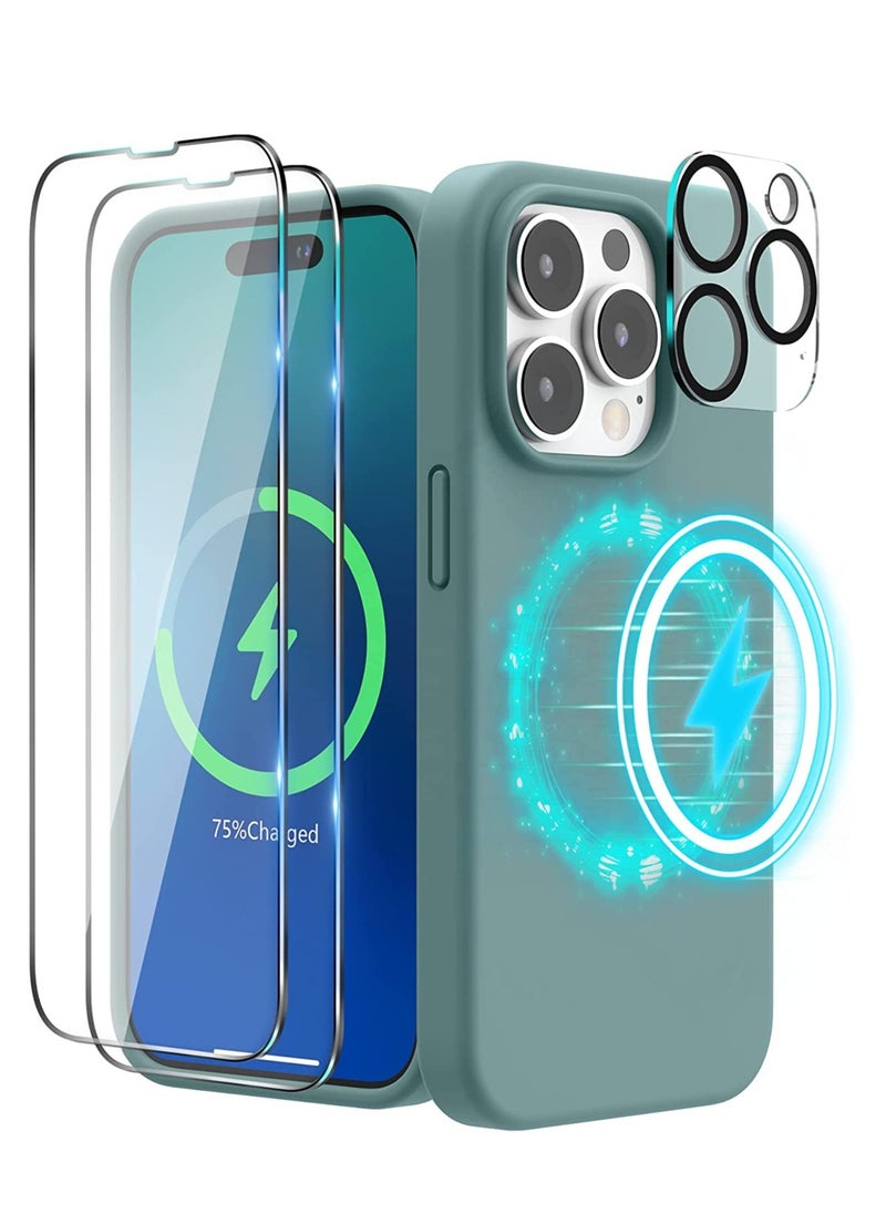 ELTRAZONE - Magnetic Case Designed for iPhone 14 Pro Max Case 6.7 inch (2022), Compatible with MagSafe, Liquid Silicone Phone Case for iPhone 14 Pro Max, Cactus Green - Image 1