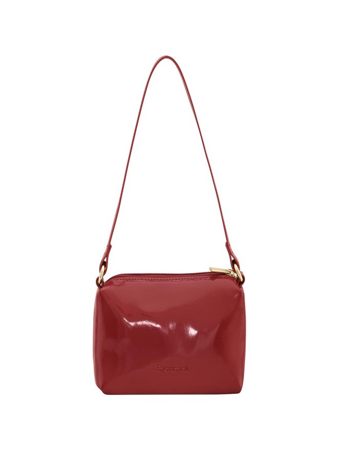Fastrack Luscious Red Party Shoulder Bag | Glossy Finish Women's Handbag | Structured Shoulder Purse for Evening & Casual Outings - Image 1