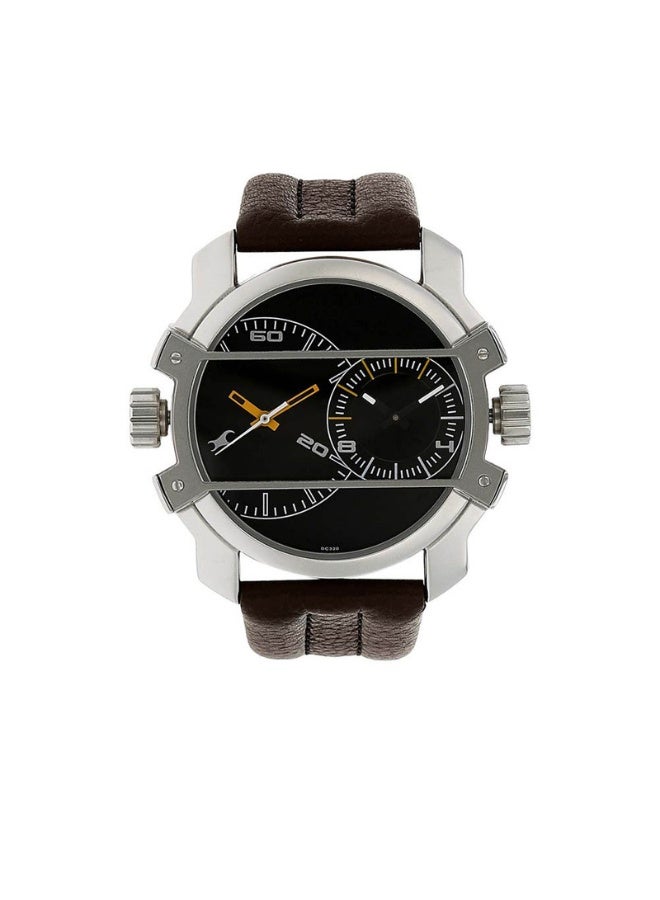 fastrack 3098SL02 Men's Analog Watch – Black Dial, Brown Leather Strap, Quartz Movement - Image 1