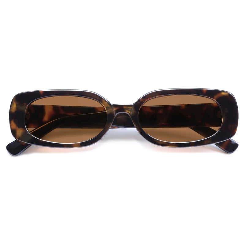 VANLINKER Retro Rectangle Polarized Sunglasses for Women Trendy Small 90s Style Vintage Narrow Rectangular Frame VL9848, Tortoiseshell/Brown - Image 3