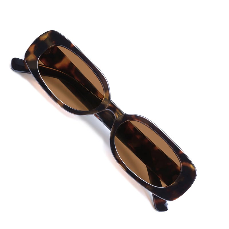VANLINKER Retro Rectangle Polarized Sunglasses for Women Trendy Small 90s Style Vintage Narrow Rectangular Frame VL9848, Tortoiseshell/Brown - Image 1