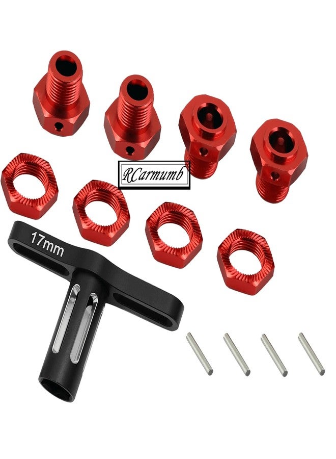 RCarmumb Aluminum 17mm Wheel Nuts & Wheel Hex Hubs & Wheel Wrench Upgrades Part for 1/10 Kraton 4X4 4S V2 BLX,Outcast 4X4 4S V2 BLX,Replace #AR310906#ARA310988,Red - Image 5