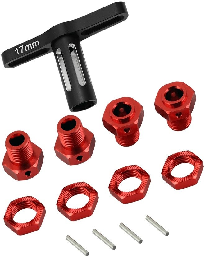RCarmumb Aluminum 17mm Wheel Nuts & Wheel Hex Hubs & Wheel Wrench Upgrades Part for 1/10 Kraton 4X4 4S V2 BLX,Outcast 4X4 4S V2 BLX,Replace #AR310906#ARA310988,Red - Image 1