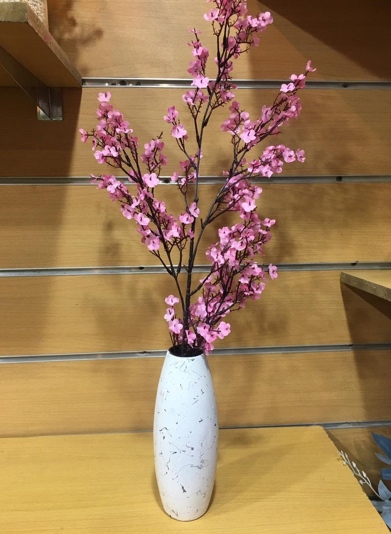 Pottery vase and artificial apricot rose - Image 1