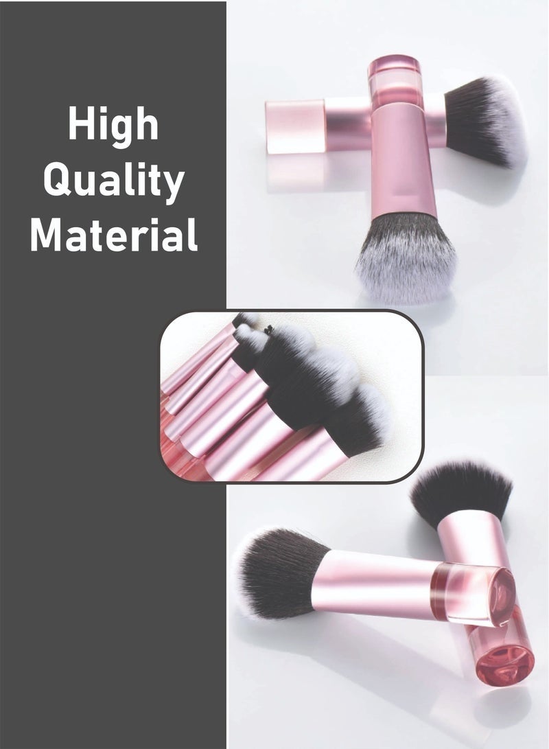 Hikma Beauty Portable Makeup Brush Set, Easy-Grip Full Function Mini Cosmetic Brush Set with Brush Bag 10 brushes(Pink) - Image 2