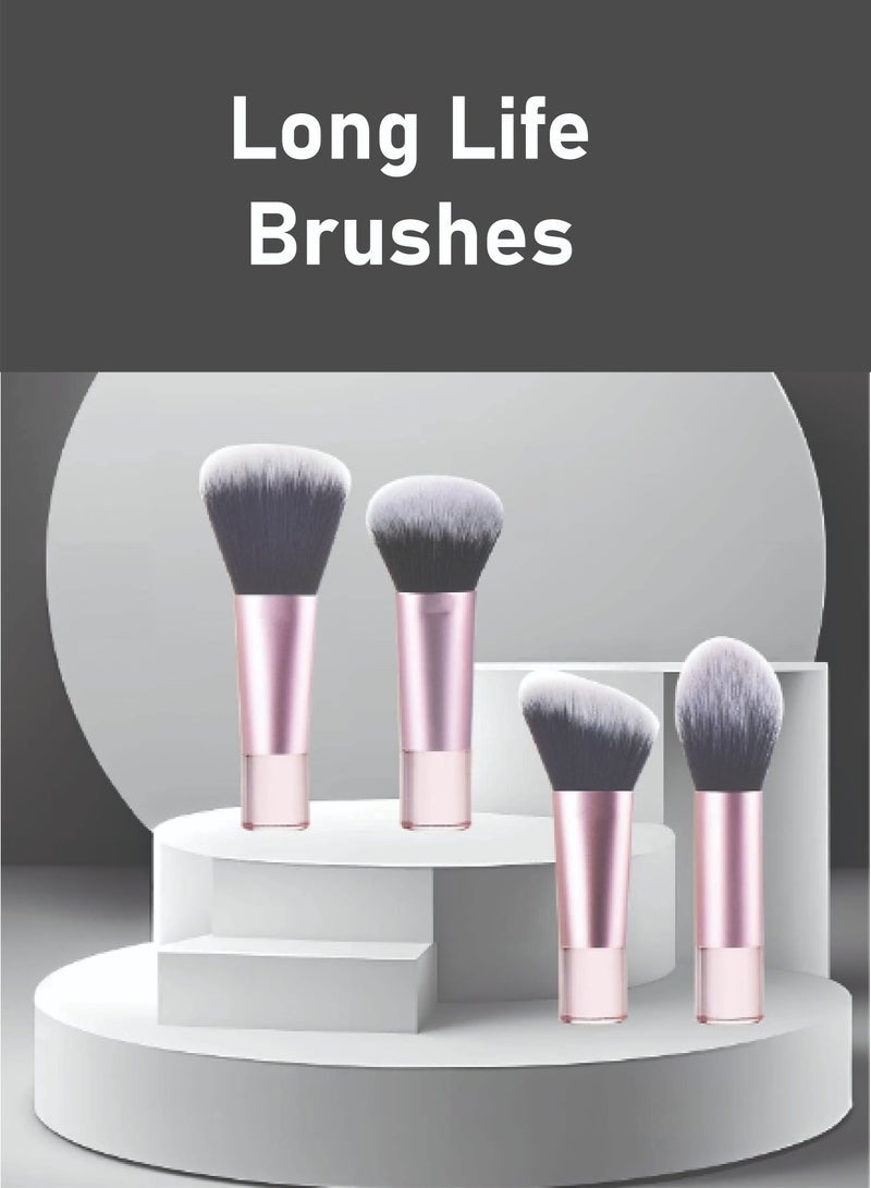 Hikma Beauty Portable Makeup Brush Set, Easy-Grip Full Function Mini Cosmetic Brush Set with Brush Bag 10 brushes(Pink) - Image 3