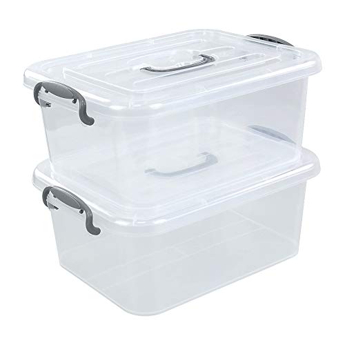 Kekow 2-Pack Clear Storage Latch Box, Plastic Containers with Lids, 8 L - Image 1