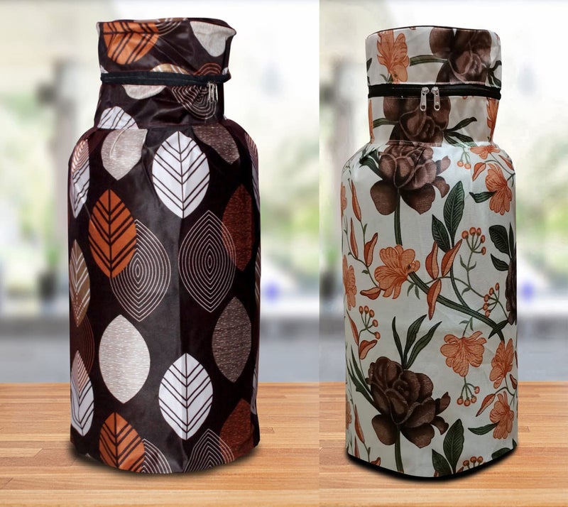 KANUSHI KANUSHI Industries Designer LPG Gas Cylinder Cover Set of 2Pc 2PCSCYLBrwonLongLEVSBrownRose - Image 1