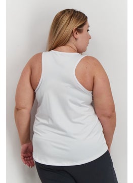 bebe Women Plus Size Brand Logo Sleeveless Top, White  - Image 2