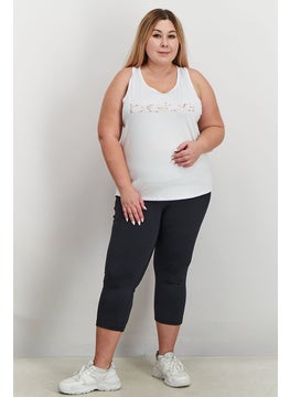 bebe Women Plus Size Brand Logo Sleeveless Top, White  - Image 1