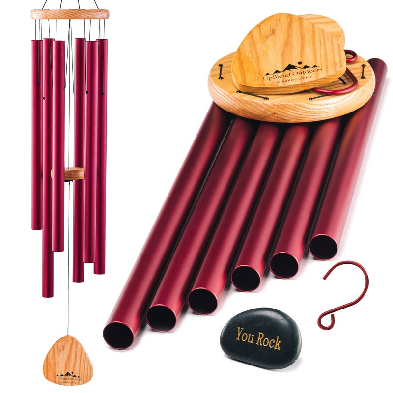 UpBlend Outdoors Wind Chimes for Outside Gift for Mom Deep Tone Sympathy Gifts for Loss of Loved One Patio Decoration Memorial Windchimes 41 Red