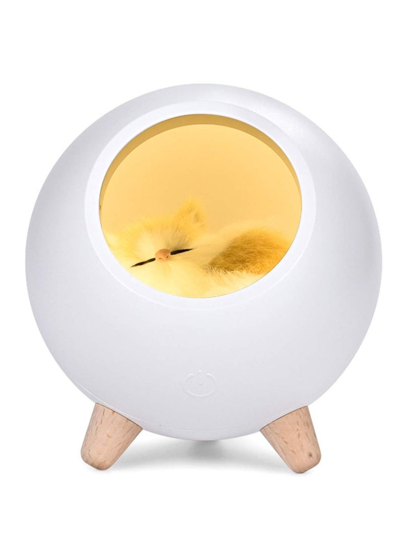 Creative little pet house atmosphere table lamp warm cute cat USB charging night light home decor kids bedside sleep light-White  - Image 1