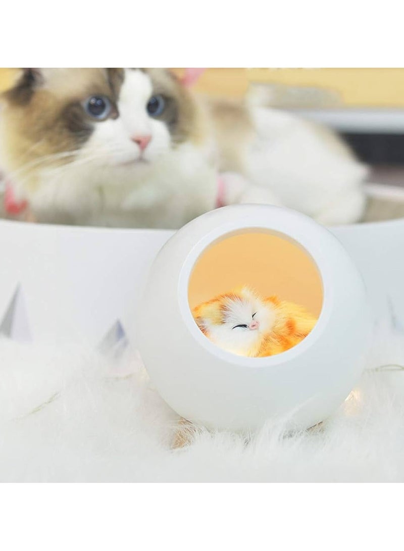 Creative little pet house atmosphere table lamp warm cute cat USB charging night light home decor kids bedside sleep light-White  - Image 2
