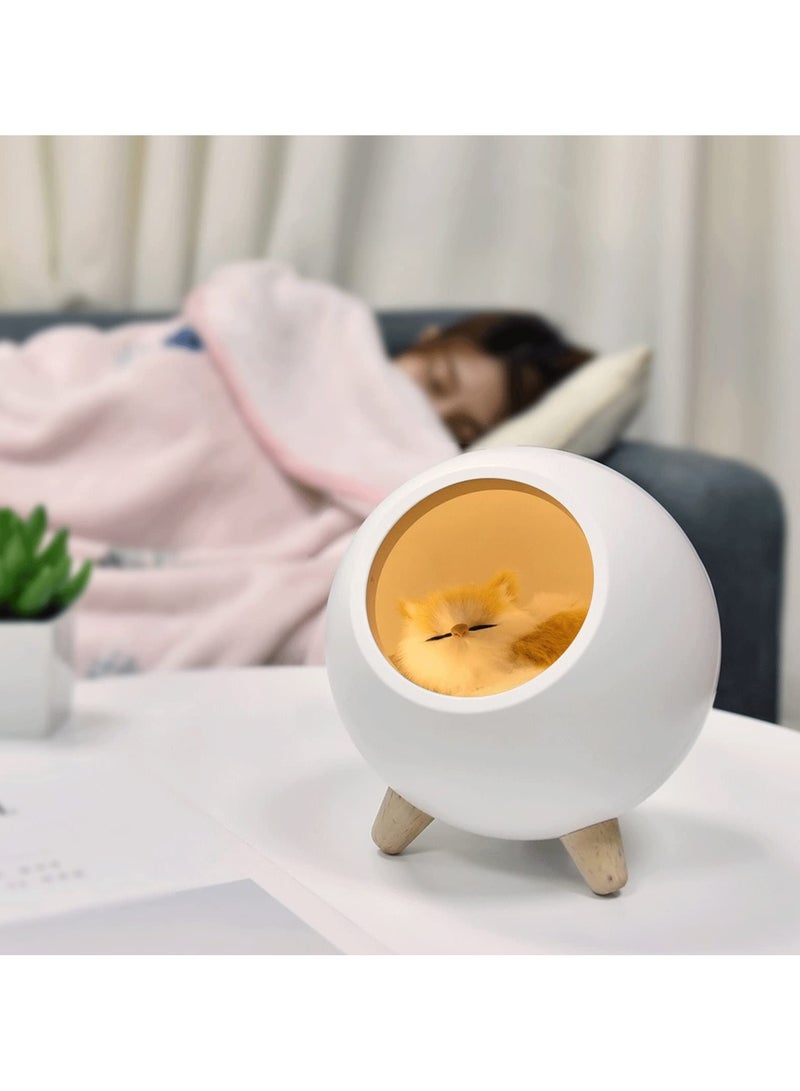 Creative little pet house atmosphere table lamp warm cute cat USB charging night light home decor kids bedside sleep light-White  - Image 4