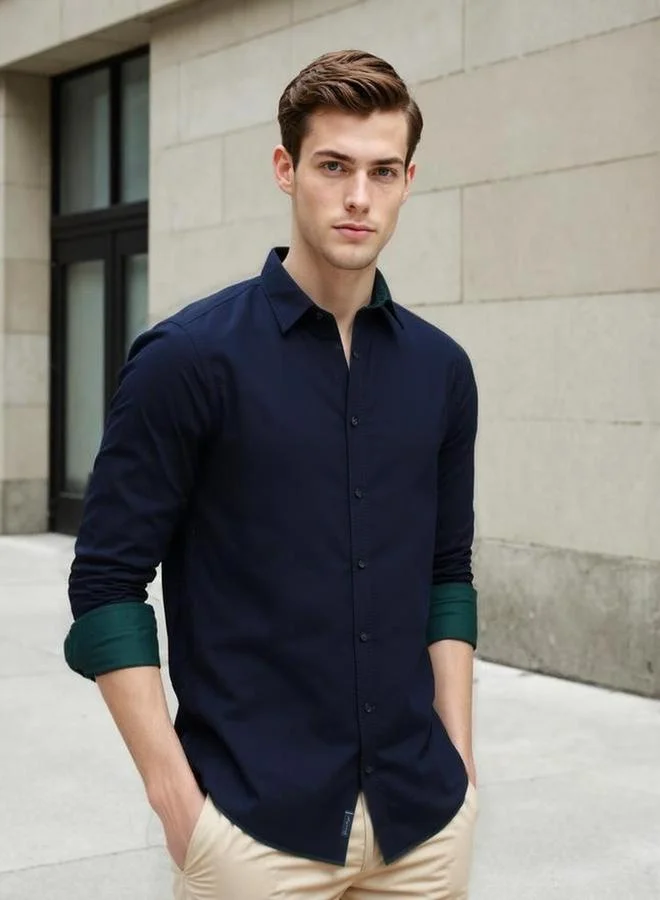 Dennis Lingo Dennis lingo Men Solid Spread Collar Casual Shirt