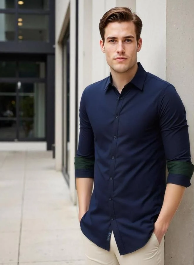 Dennis Lingo Dennis lingo Men Solid Spread Collar Casual Shirt