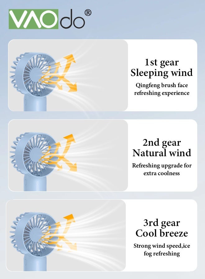 VAOdo Handheld Misting Fan Portable, 3 Adjustable Wind Speeds, 500mAh Rechargeable, Small Personal Water Spray Hand Held Mist Fan, Power Bank for Travel Home Office Men Women Kids  - Image 5