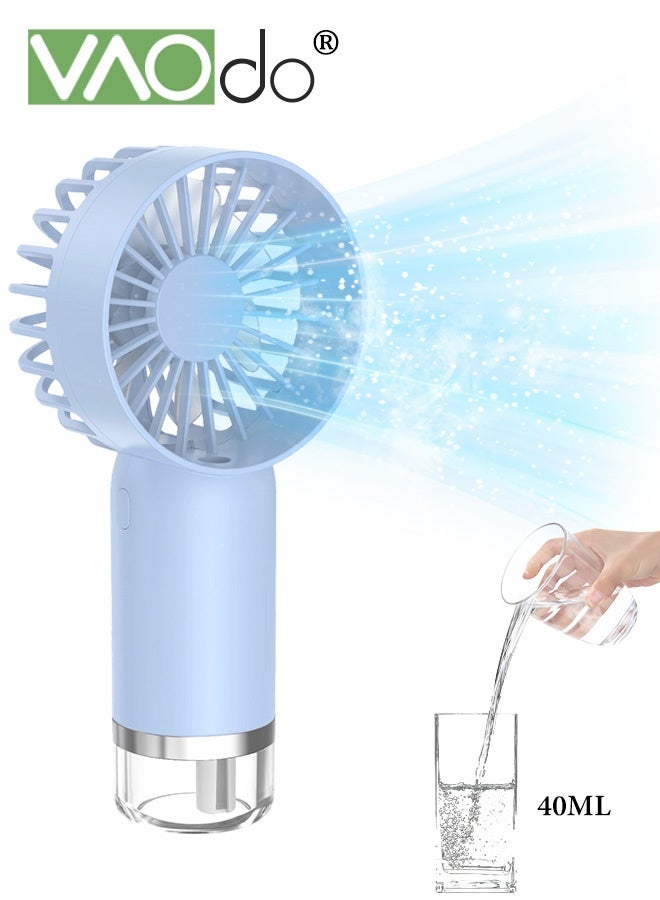 VAOdo Handheld Misting Fan Portable, 3 Adjustable Wind Speeds, 500mAh Rechargeable, Small Personal Water Spray Hand Held Mist Fan, Power Bank for Travel Home Office Men Women Kids  - Image 1