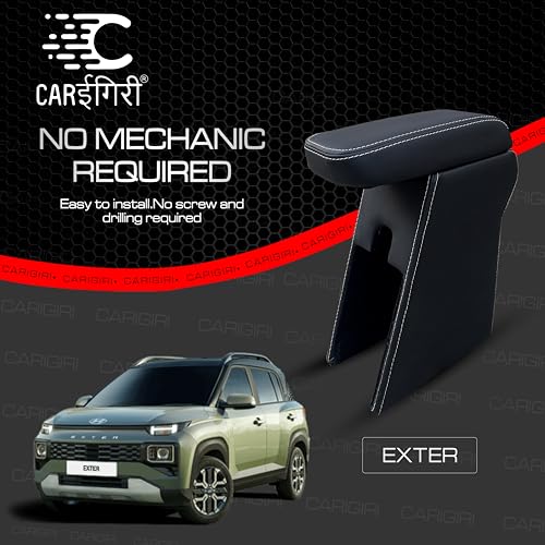 Carigiri Premium Car Centre Armrest for Hyundai Exter with High Density Moulded Foam Technology And Storage Compartment (Nappa Leatherette)(Models-2023,2024) (Black With White Double Stitching) - Image 5