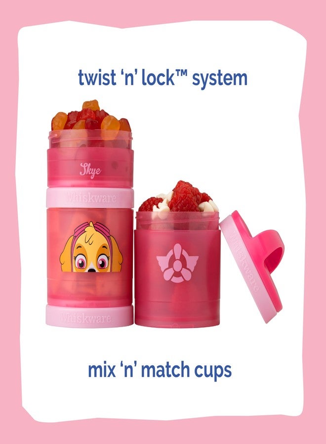 Whiskware Paw Patrol Stackable Snack Containers for Babies, Kids. and Toddlers, 3 Stackable Snack Cups for School and Travel, Backpack and Cupholder Friendly, Skye - Image 3