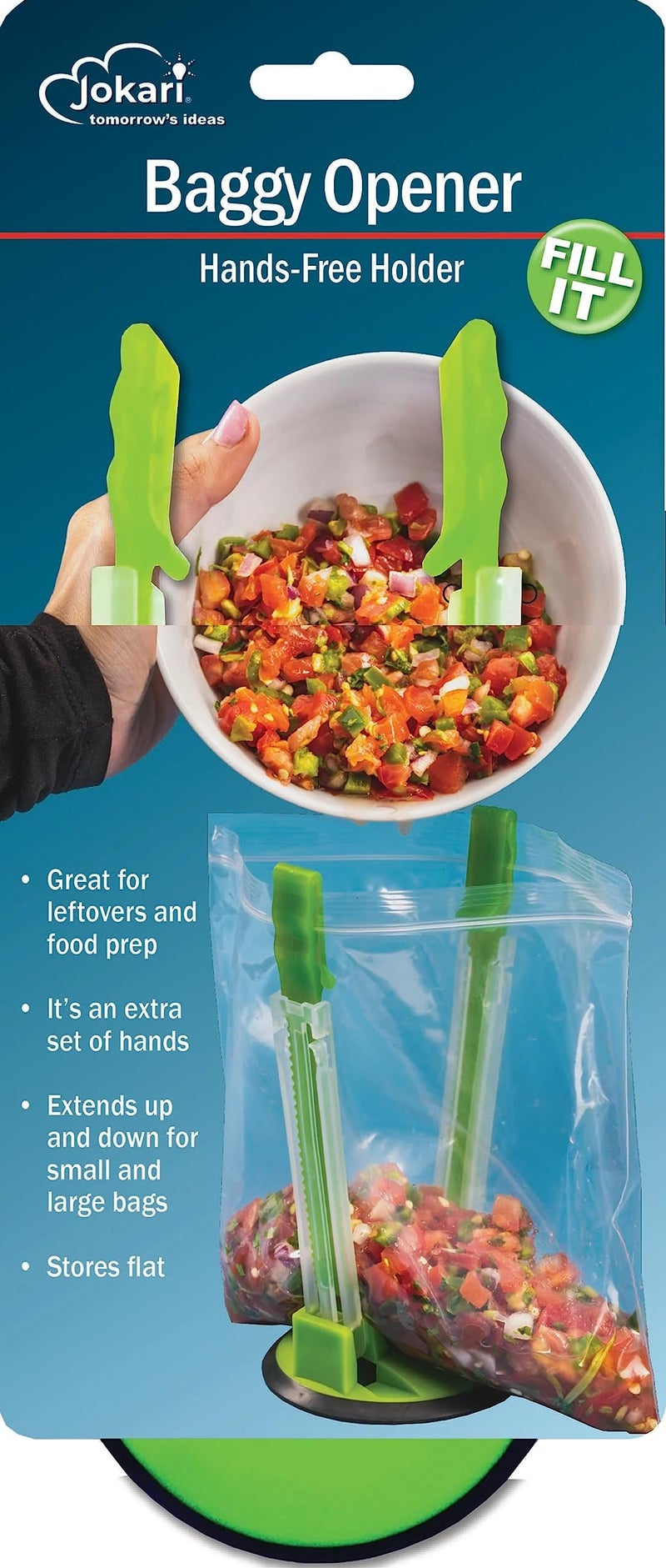 Jokari Original Jokari Adjustable Baggy Rack Stand 1 Pack. Prop Plastic Ziploc Freezer Storage Bags Open Hands-Free To Pour Leftovers  Snacks and Meal Prep Ingredients With No Food Spills or Kitchen Mess. - Image 1