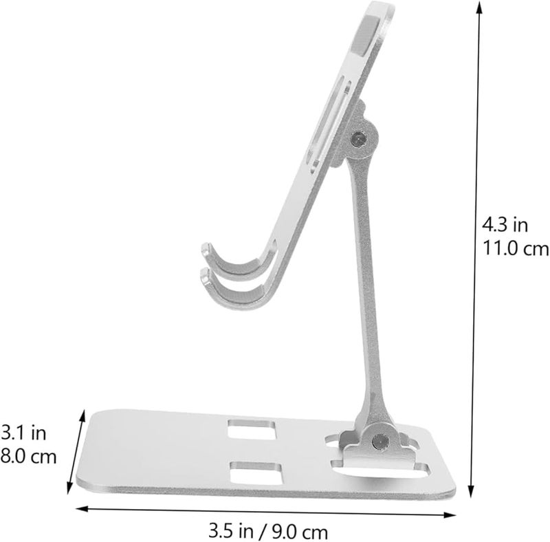 Silver Aluminum Alloy Foldable Phone Tablet Stand Portable Sturdy Holder For Desk Home Office - Image 4