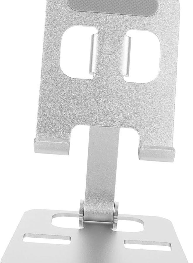 Silver Aluminum Alloy Foldable Phone Tablet Stand Portable Sturdy Holder For Desk Home Office - Image 1