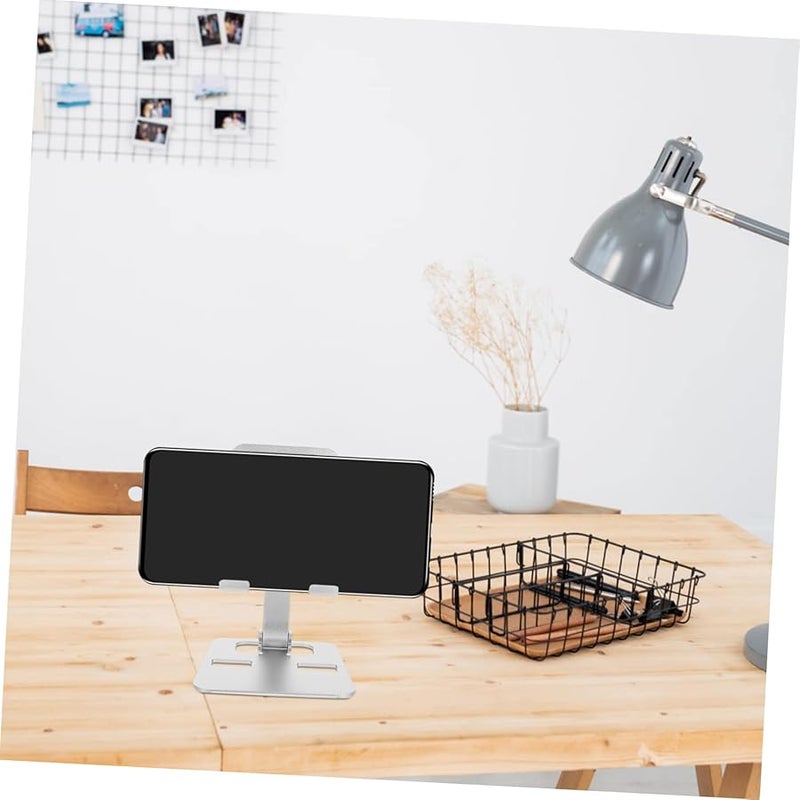 Silver Aluminum Alloy Foldable Phone Tablet Stand Portable Sturdy Holder For Desk Home Office - Image 5