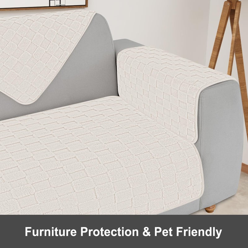 Foxdecor Fuzzy Dog Bed Cover  Couch Covers for Pets  Anti Slip Sofa Cover Velvet Dog Blanket Couch Protector Washable Dog Mat  Pet Bed Mat for Sofa  Cream White 40x50 inch - Image 3