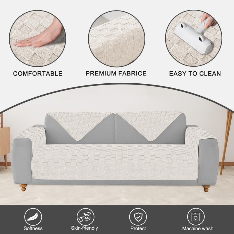 Foxdecor Fuzzy Dog Bed Cover  Couch Covers for Pets  Anti Slip Sofa Cover Velvet Dog Blanket Couch Protector Washable Dog Mat  Pet Bed Mat for Sofa  Cream White 40x50 inch - Image 2