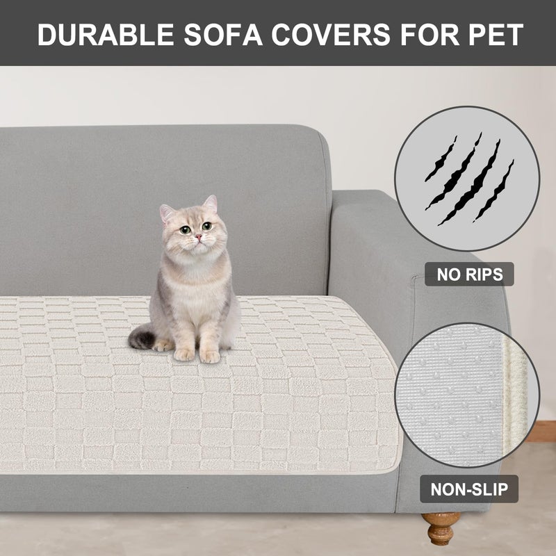Foxdecor Fuzzy Dog Bed Cover  Couch Covers for Pets  Anti Slip Sofa Cover Velvet Dog Blanket Couch Protector Washable Dog Mat  Pet Bed Mat for Sofa  Cream White 40x50 inch - Image 4