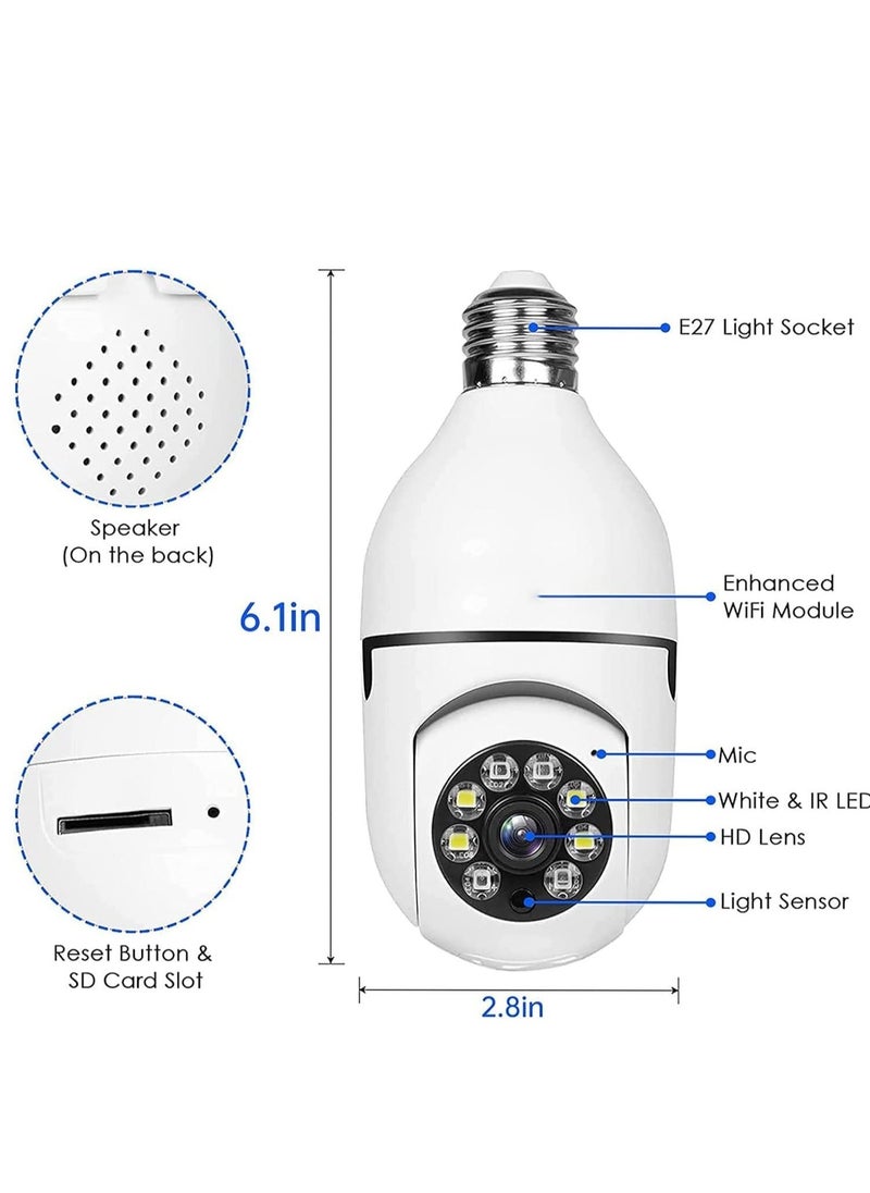 ELTRAZONE WiFi Light Bulb Camera 360 Degree Wireless Outdoor Security Camera Home Surveillance Cam with 1080P Color Night Vision Human Motion Detection(4-PCS) - Image 2