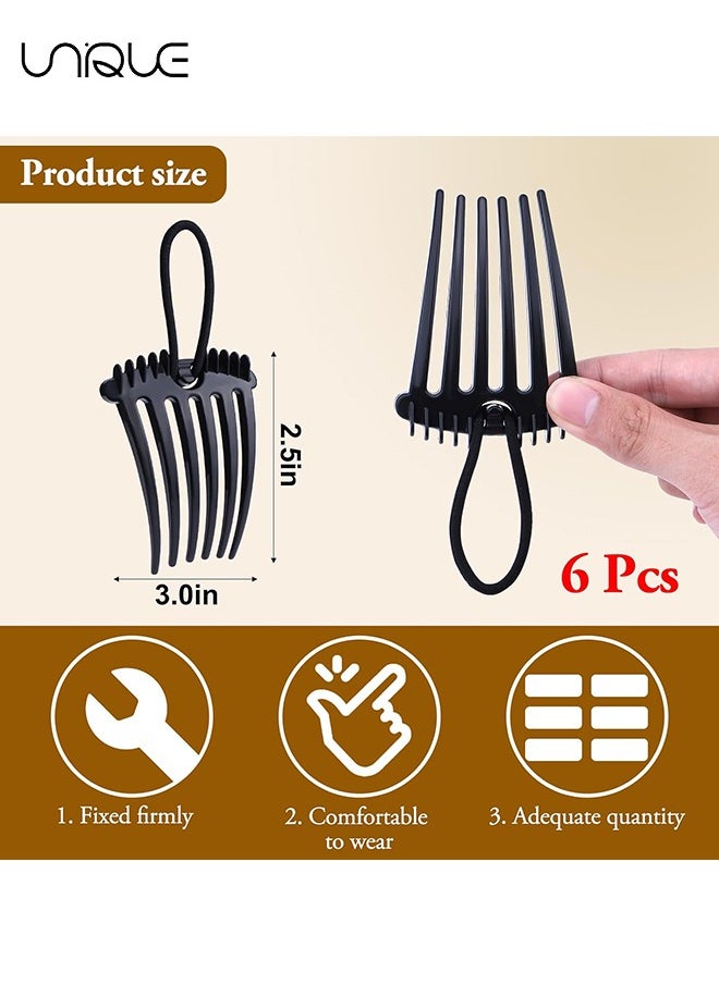 Unique - Bandette Comb with Elastic Band, Set of 6 Hair Accessories for Easy and Chic Hairstyles, Ponytail Volume Inserts Combs, Hair Combs for Thick Hair（Black and Brown） - Image 1