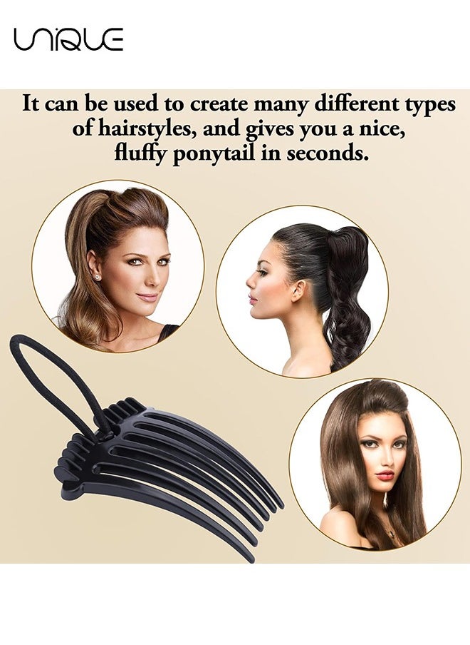 Unique - Bandette Comb with Elastic Band, Set of 6 Hair Accessories for Easy and Chic Hairstyles, Ponytail Volume Inserts Combs, Hair Combs for Thick Hair（Black and Brown） - Image 1