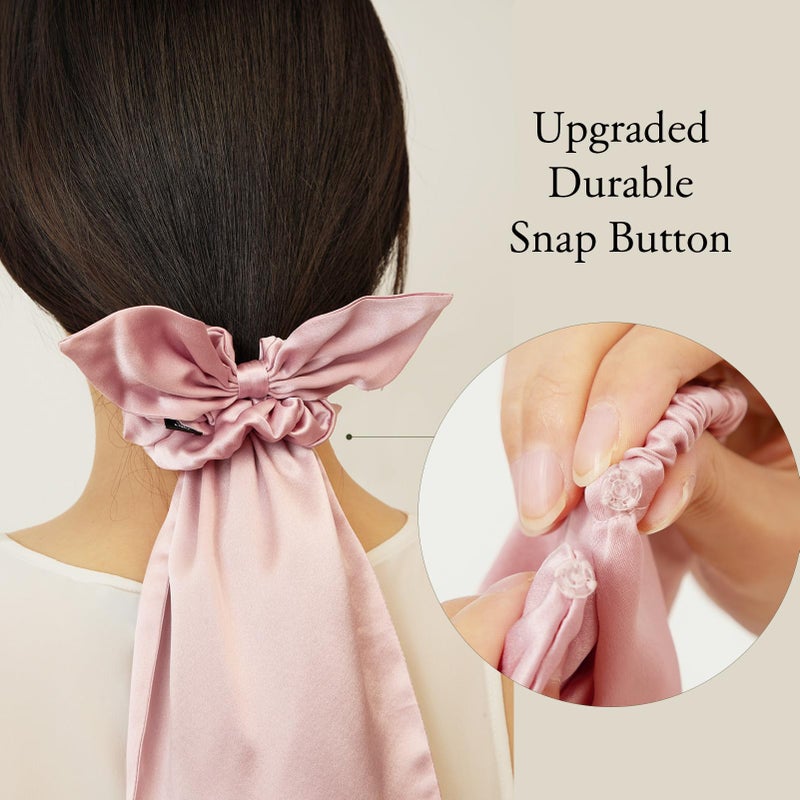 LILYSILK 100% Silk Bonnet for Sleeping & Daily Usage, 2-in-1 Silk Hair Ties with Silk Scrunchies for Long and Curly Hair Elastic Adjustable for Women Ladies and Girls Rosy Pink - Image 5