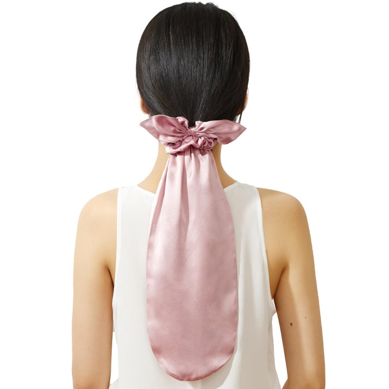 LILYSILK 100% Silk Bonnet for Sleeping & Daily Usage, 2-in-1 Silk Hair Ties with Silk Scrunchies for Long and Curly Hair Elastic Adjustable for Women Ladies and Girls Rosy Pink - Image 1