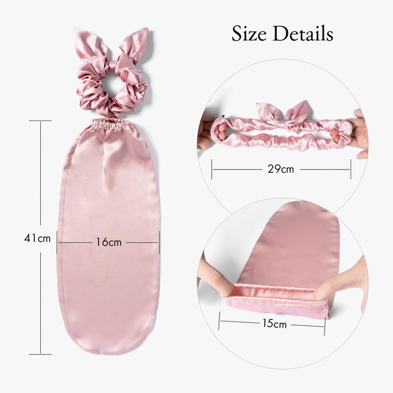 LILYSILK 100% Silk Bonnet for Sleeping & Daily Usage, 2-in-1 Silk Hair Ties with Silk Scrunchies for Long and Curly Hair Elastic Adjustable for Women Ladies and Girls Rosy Pink - Image 4