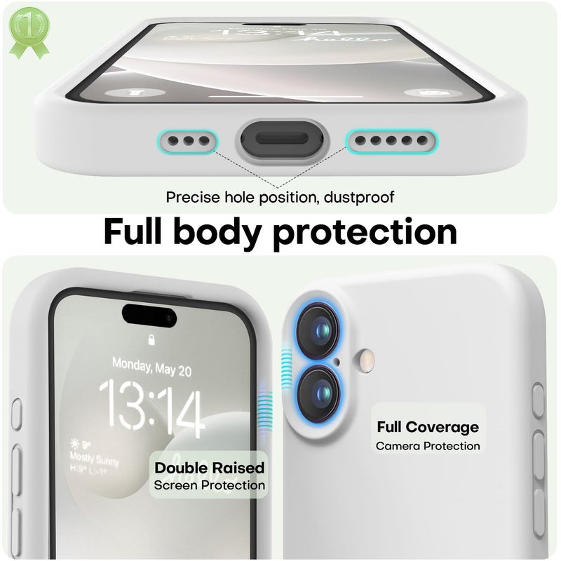 LOVE 3000 Designed for iPhone 16 Case, Premium Silicone with [Soft Anti-Scratch Microfiber Lining] Shockproof Protective Phone Case for Men Women Girls 6.1", White - Image 3