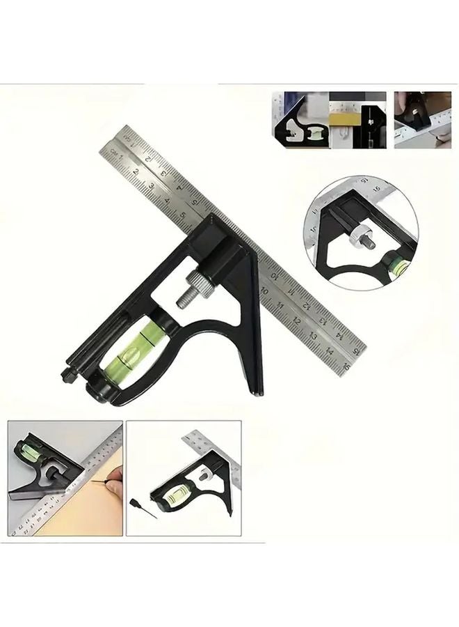 3 In 1 Multifunctional Woodworking Tool Set Black Stainless Steel Digital Protractor - Image 4
